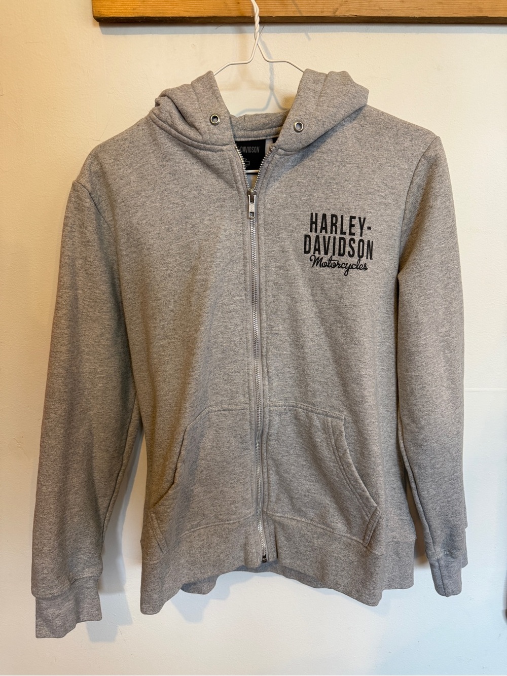 Harley-Davidson Light Gray Zip Hoodie with Chest Logo